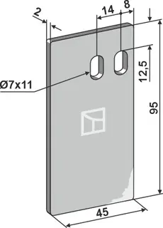 Avskraper til Kuhn Lengde 95 mm, tykkelse 2 mm