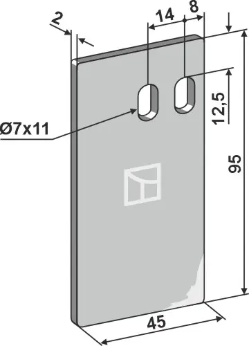 Avskraper til Kuhn Lengde 95 mm, tykkelse 2 mm 