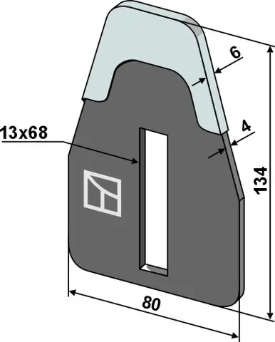 Avskraper for pakkevalse Duraface 134x80x4 mm, hull 13x68