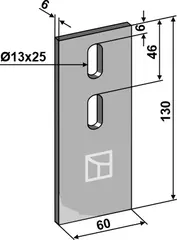 Avskraper til Lemken Hole 13x25, Lengde 130mm