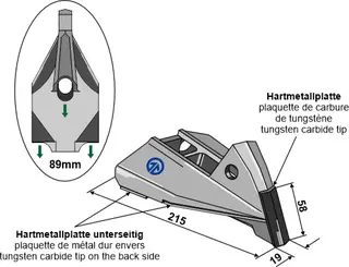 Erstatningstind til Bourgault Lengde 215mm, bredde 89mm