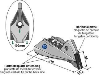 Erstatningstinder til Bourgault Lengde 210 mm, bredde 102 mm