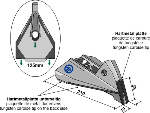 Erstatningstind til Bourgault Lengde 210 mm, bredde 125 mm 
