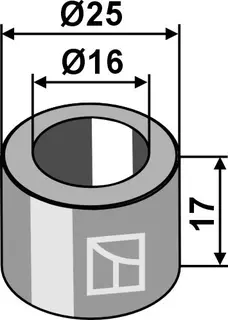 Bøssing til Boisselet Ø25x17xØ16 mm