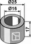 Bøssing Ø25x17xØ16 til Boisselet Ø25 x 17 mm - Hull Ø16 mm