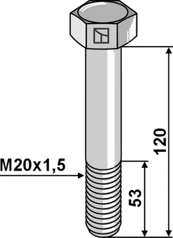 Bolt M20x1,5 til Berti 120 mm - M20x1,5 - Berti