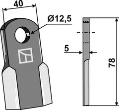 Rett kniv til Breviglieri 78 x 40 mm - Tykkelse 5 mm