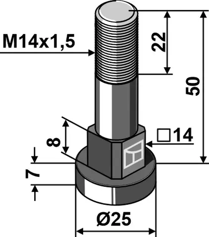 Bolt M14x1,5 til Berti M14 x 1,5 mm - Standard bolt