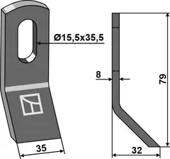 Y-kniv til Carroy et Giraudon 79 x 35 mm - 15,5 x 35,5 hull