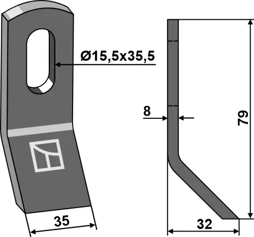 Y-kniv til Carroy et Giraudon 79 x 35 mm - 15,5 x 35,5 hull 