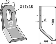 Y-kniv til Ferri 100 x 40 mm - Tykkelse 8 mm