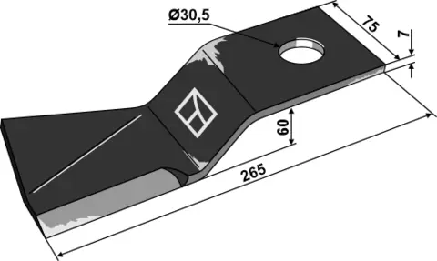Slagjern 265x75 mm venstre hull 30,5