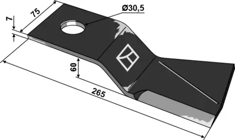 Slagjern 265x75 mm høyre hull 30,5