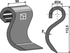 Hammerkniv 112,5x90mm til Mulag Lengde 112,5 mm - Bredde 90 mm