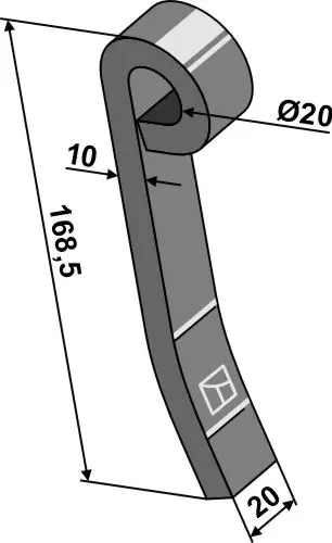 Hammerkniv til Kverneland, Maletti 168,5 x 20 mm - Tykkelse 10 mm 