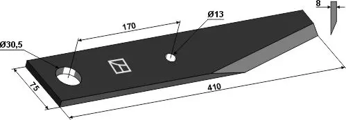 Hammerkniv til Major 410 x 75 mm - Tykkelse 8 mm 