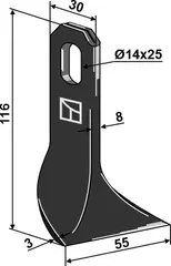 Hammerkniv 116x30mm til Spearhead Lengde 116 mm - Bredde 30 mm