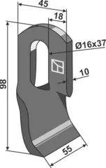 Vridd kniv til Spearhead Lengde 98 mm, Bredde 45 mm