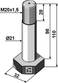 Bolt M20x1,5 til Lagarde M20x1,5, lengde 110 mm