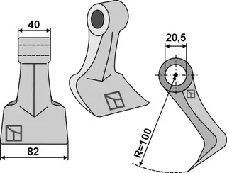 Beskjæringshammer TMC Cancela Arbeidsbredde 82mm, hull 20,5mm