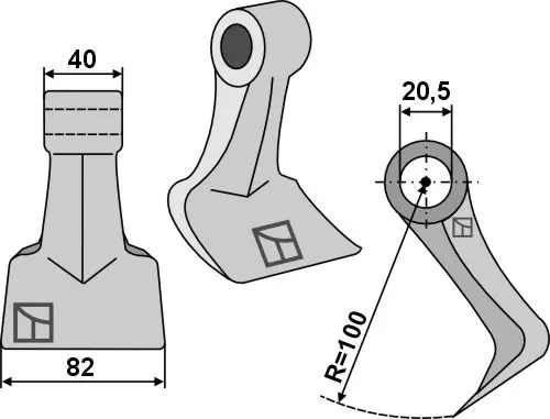 Slaghammere til TMC Cancela Bredde 82 mm - Hull 20,5 mm 