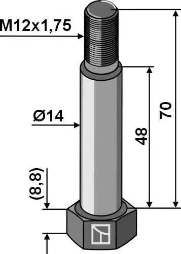 Bolt M12x1,75x70 - 10.9 M12x1,75, 70mm lengde 