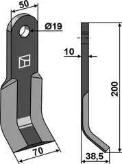Y-kniv til Kverneland og Maletti 200 x 50 mm - Tykkelse 10 mm