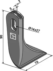 Flail til Peruzzo 90x70mm, hull 14x27mm