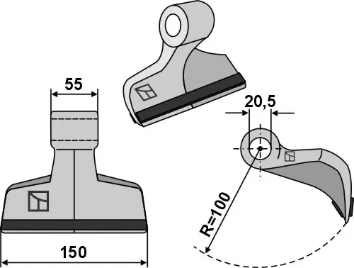 Beskjæringshammer UNI - PTA 150x55 mm - Passer til flere merker 