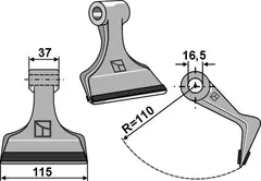 Beskjæringshammer til Fehrenbach 115mm bredde, TB100, radius 110