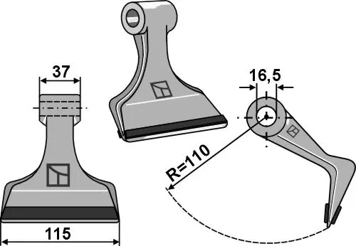 Beskjæringshammer til Fehrenbach 115mm bredde, TB100, radius 110 