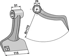 Slaghammere til Kuhn Bredde 115 mm - Radius 175 mm