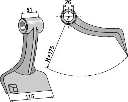 Slaghammere til Kuhn Bredde 115 mm - Radius 175 mm 
