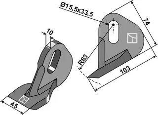 Hammerkniv hull 15,5x33,5