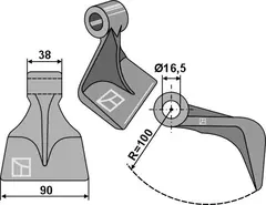 Slaghammer til Stark Bredde 90 mm - Radius 100 mm