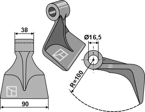 Slaghammer til Stark Bredde 90 mm - Radius 100 mm 