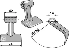 Slaghammer til Mc Connel Bredde 74 mm - Hull 14 mm