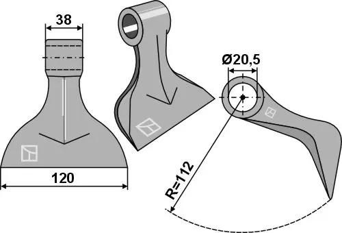 Slaghammere til Tehnos Bredde 120 mm - Radius 112 mm 