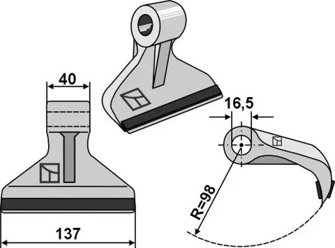 Hammerkniv 137x40 mm Til SaMASZ KB