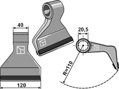 Beskjæringshammer 120x40mm - PTA Passer til FALLOW, 120mm bred