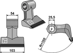 Beskjæringshammer til Dragone Bredde 103mm, radius 100mm