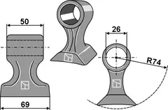 Slaghammere til Twose Bredde 69 mm - Hull 26 mm