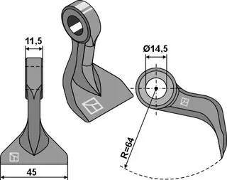 Beskjæringshammer til Agrimaster Arbeidsbredde 45mm, hull 14,5mm