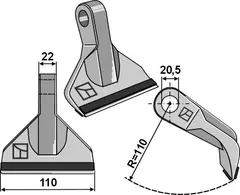 Beskjæringshammer til INO Radius 110mm, hull Ø20,5mm