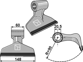 Beskjæringshammer til Maschio Arbeidsbredde 148mm, radius 90mm