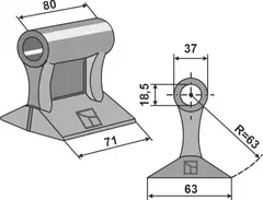 Slaghammere til Dragone Bredde 71 mm - Radius 63 mm