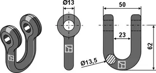 Sjakkel Ø13,5 til Mulag Ø13,5 mm, høyde 62 mm