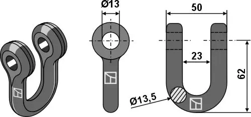 Sjakkel Ø13,5 til Mulag Ø13,5 mm, høyde 62 mm 
