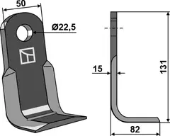 L-kniv til Tortella Lengde 131 mm - Bredde 50 mm