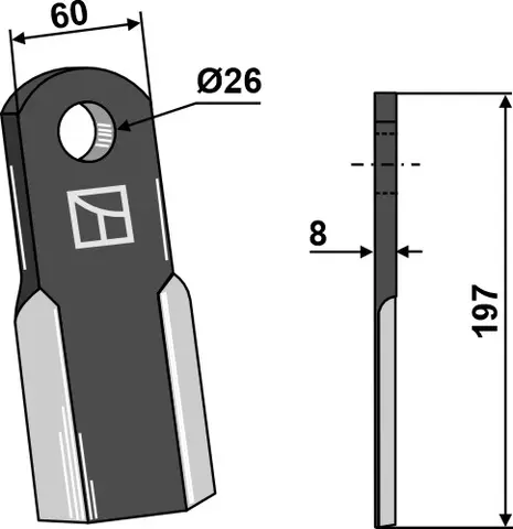 Rak kniv til Tortella 197 x 60 mm - Tykkelse 8 mm